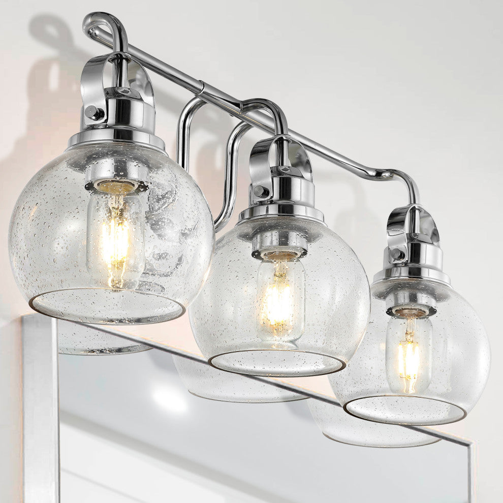 Shirley Metal, Bubbled Glass Vanity Light, Chrome, 3-Light