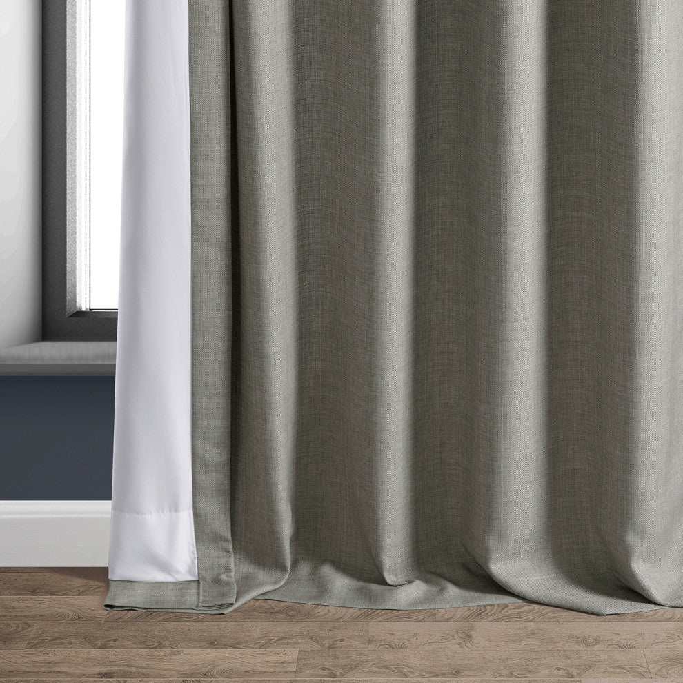 Italian Faux Linen Curtain Single Panel, Taupe Grey, 50"x120"
