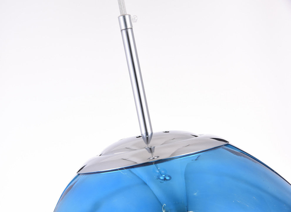 11" Chrome Single Pendant Light, Blue