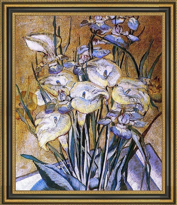 Maria Oakey Dewing Irises and Calla Lilies Framed Premium Canvas Print, 20"x25"