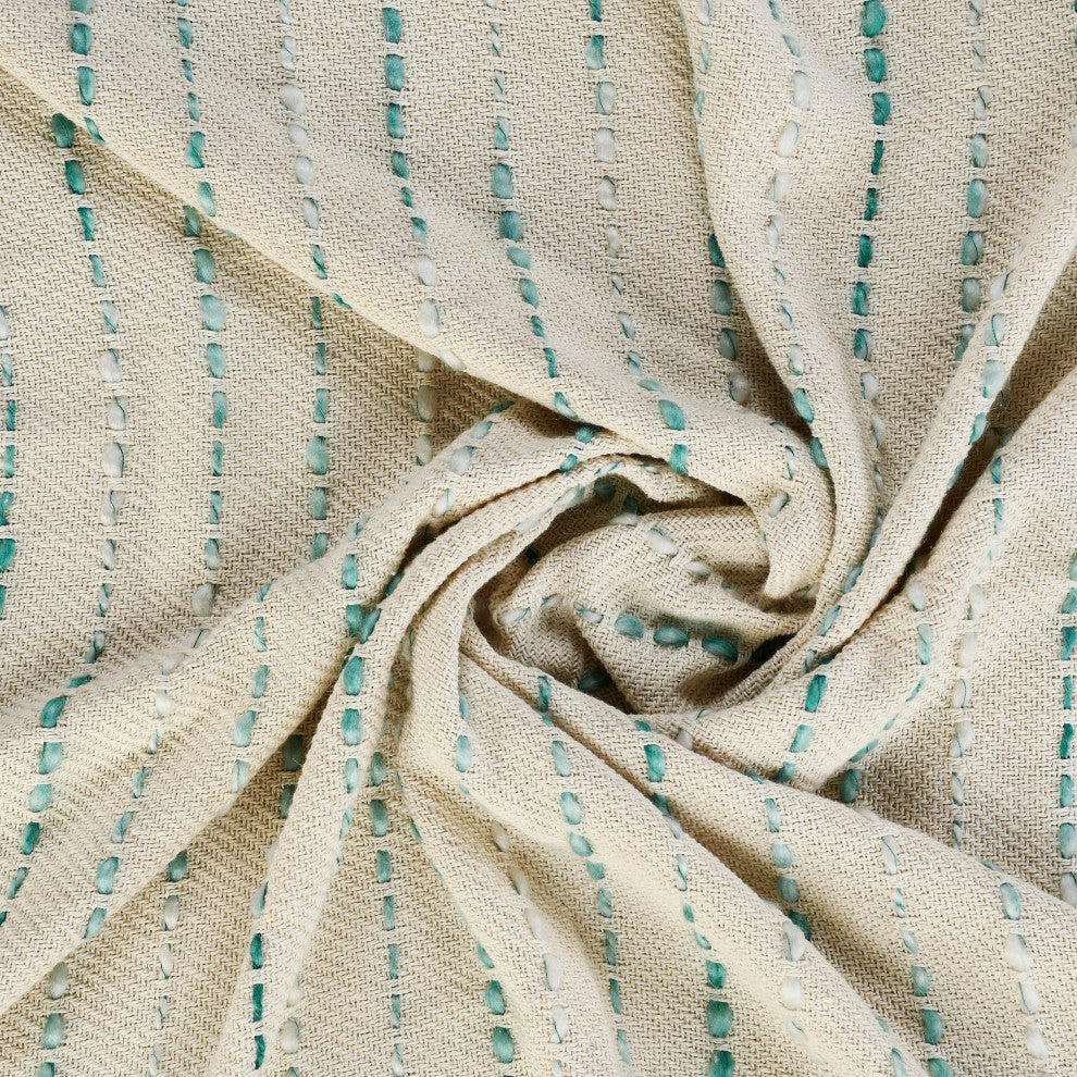 Shimmer Stripe Woven Throw Blanket with Fringe, Teal