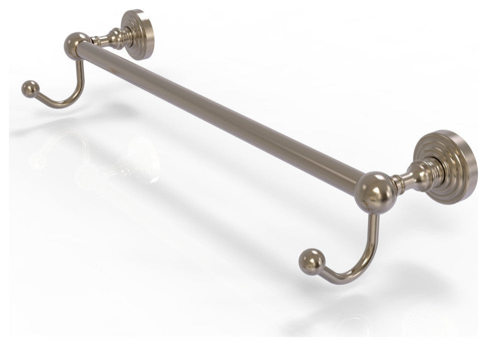 Waverly Place 30" Towel Bar and Integrated Hooks, Antique Pewter