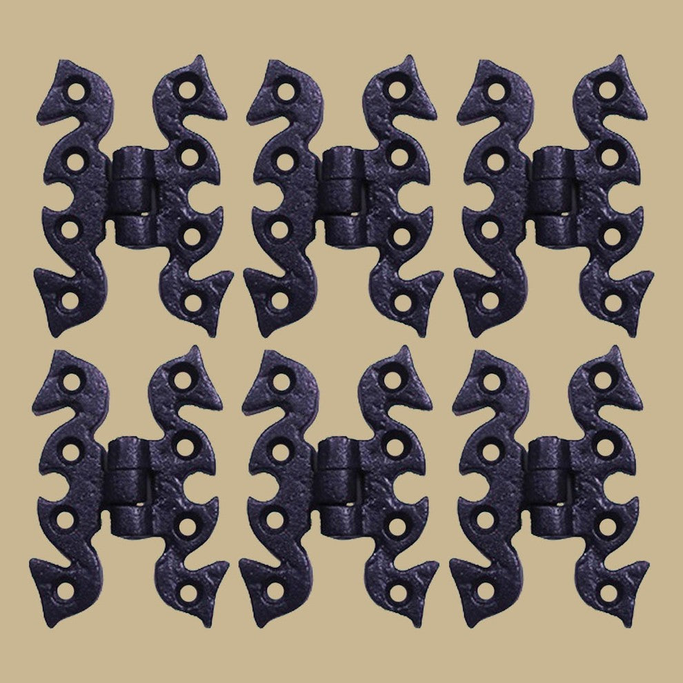 6 Pcs Black Butterfly Flush Door Hinges Wrought Iron Cabinet Door Hinges
