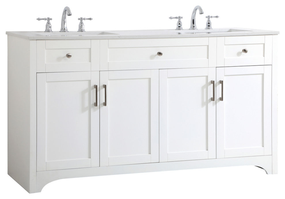 60" Double Bathroom Vanity, White