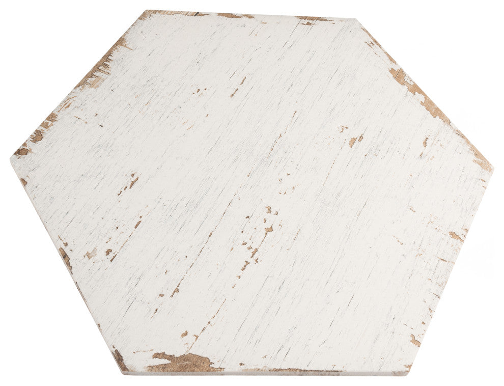 Retro Hex Porcelain Floor and Wall Tile, Blanc
