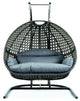 2 Person Charcoal Wicker Double Hanging Egg Swing Chair