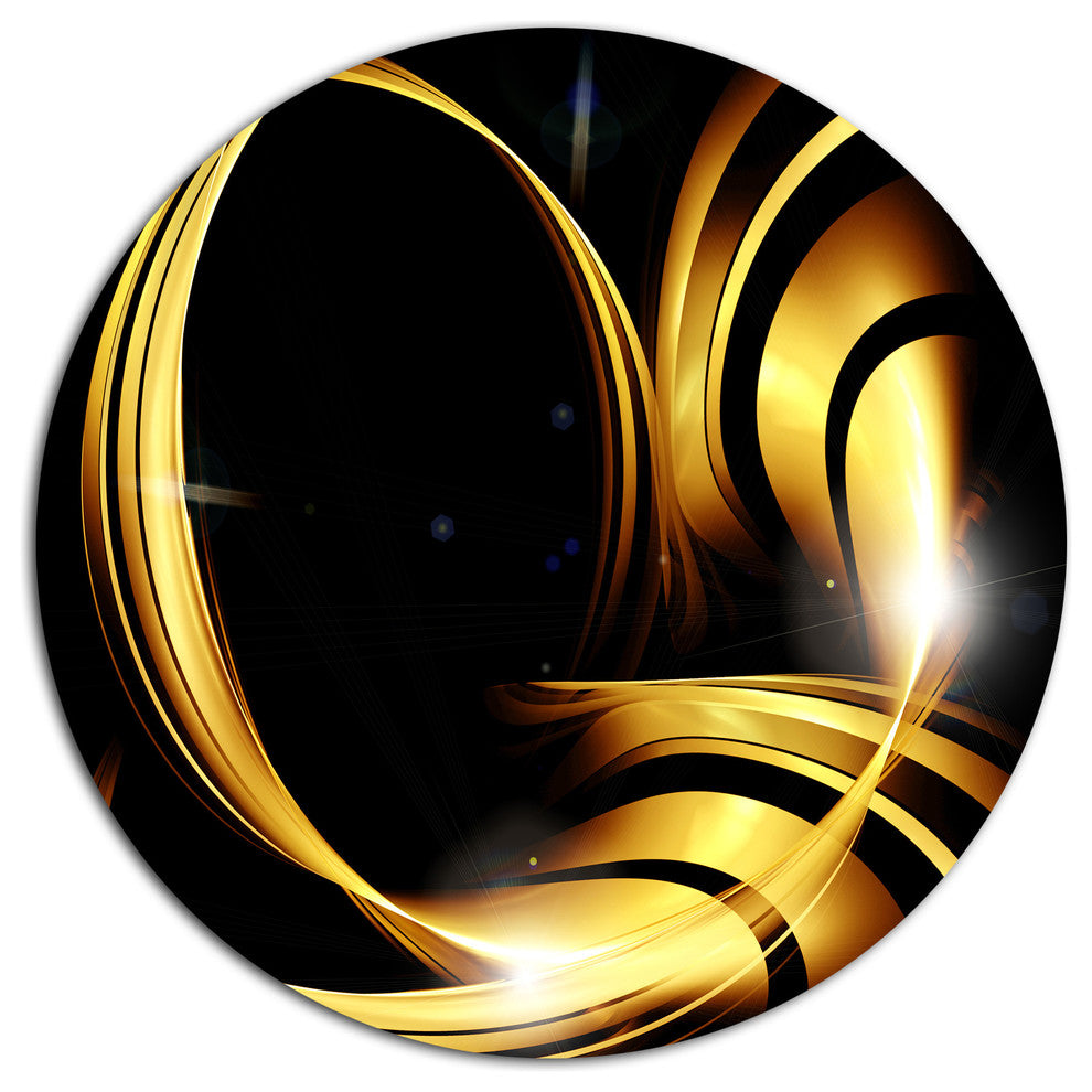 Golden Abstract Warm Fractal Design, Abstract Round Metal Wall Art, 11"