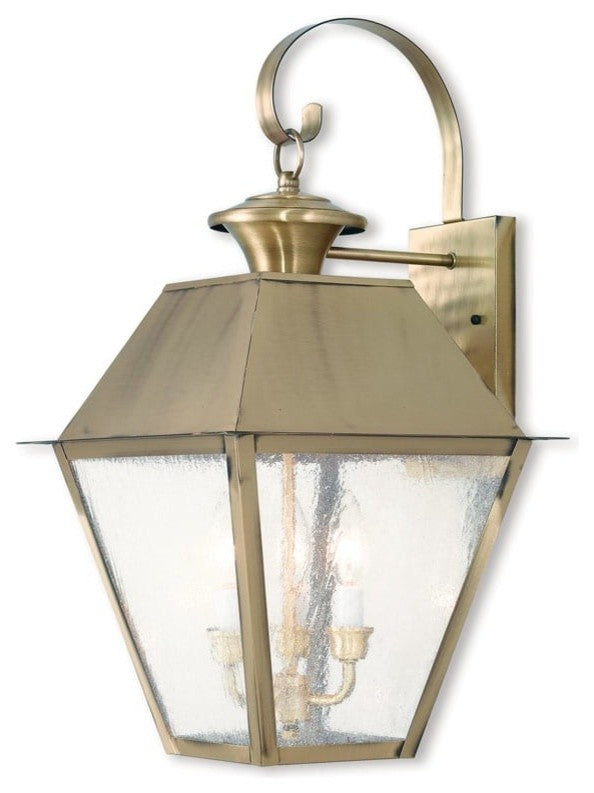 Mansfield Outdoor Wall Lantern, Antique Brass