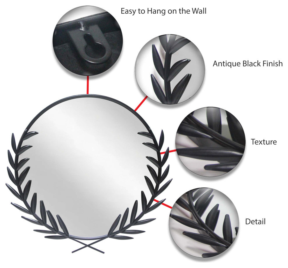 Emperor Black Decorative 21 in Wall Mirror