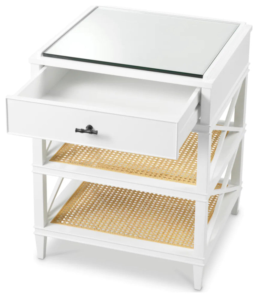 White 1-Drawer Side Table, Eichholtz Bahamas