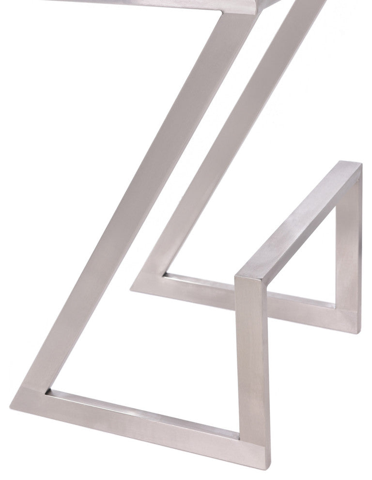 26" Contempo White Faux Leather and Stainless Backless Bar Stool