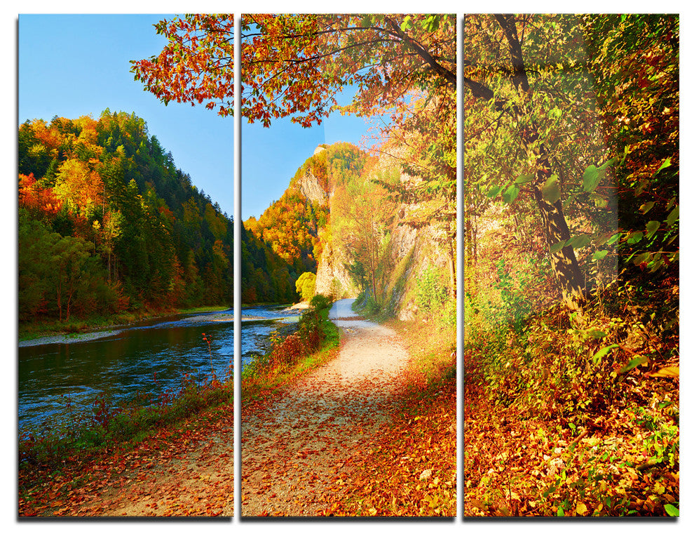 "Dunajec River Gorge in Autumn" Photo Metal Wall Art, 3 Panels, 36"x28"