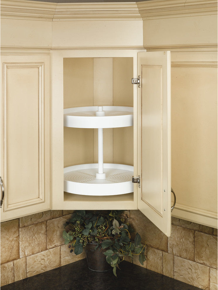 Polymer Full Circle 2-Shelf Lazy Susan for Corner Base Cabinet, White, 24"W