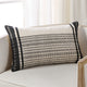 Zita Striped Cream/ Black Down Pillow 13"X21" Lumbar, Down Fill