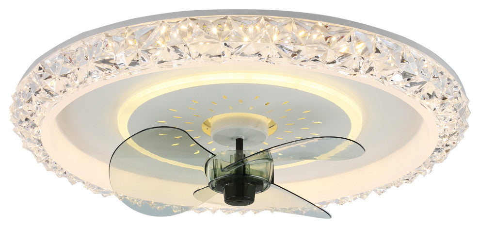 20" Modern Flush Mount Ceiling Fan with Remote Control and Dimmable LED Light