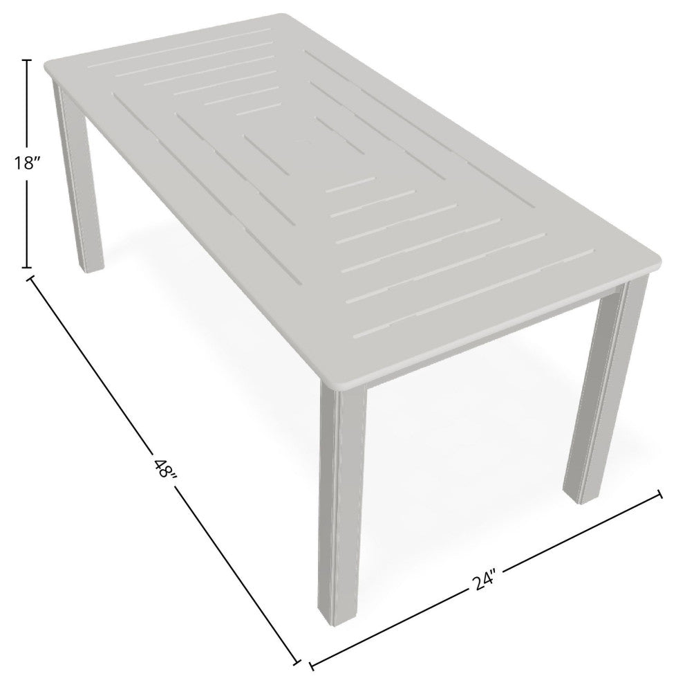 21" x 42" Rectangular Marine Grade Outdoor Coffee Table, Snow
