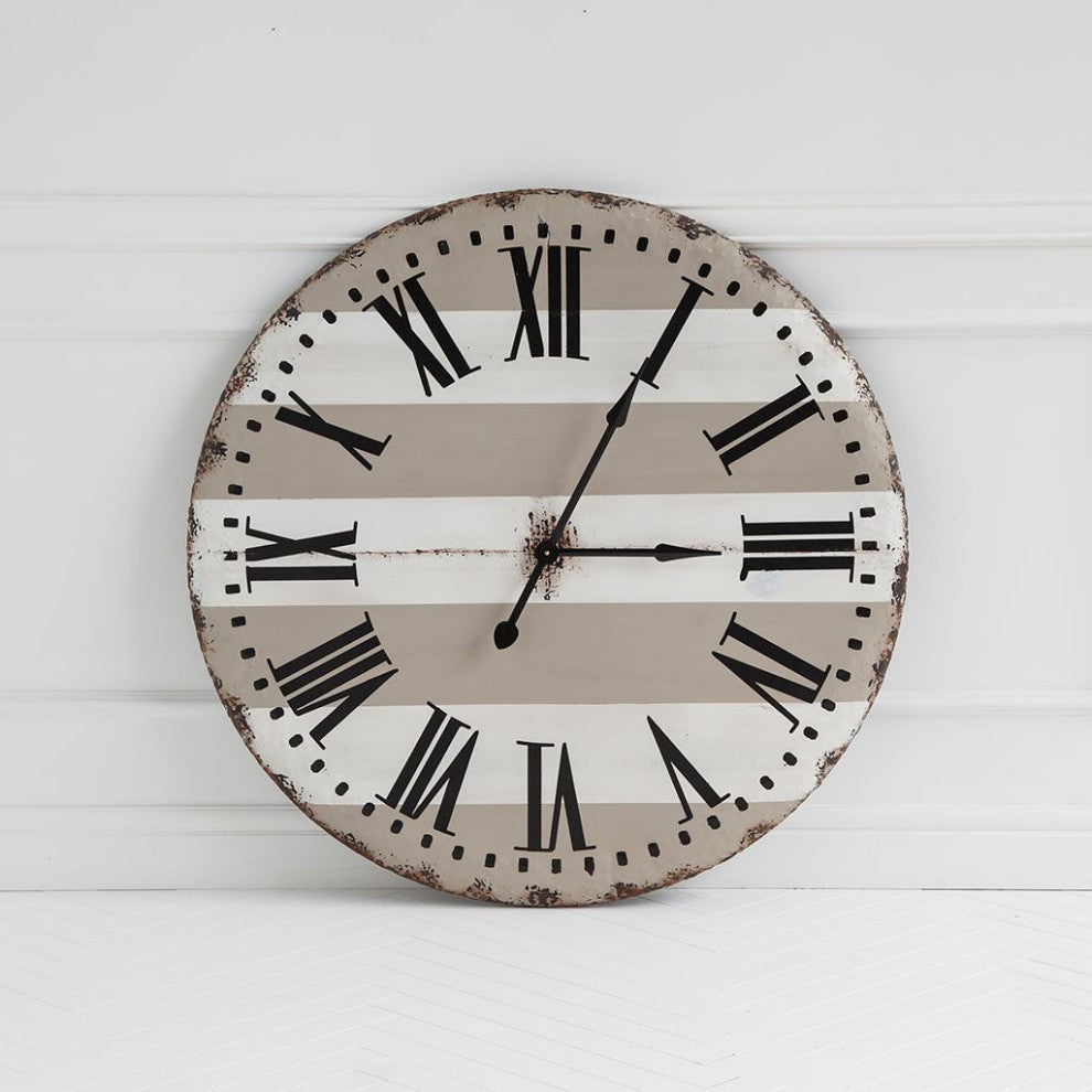 Belton Beige And White 42" Round Wall Clock