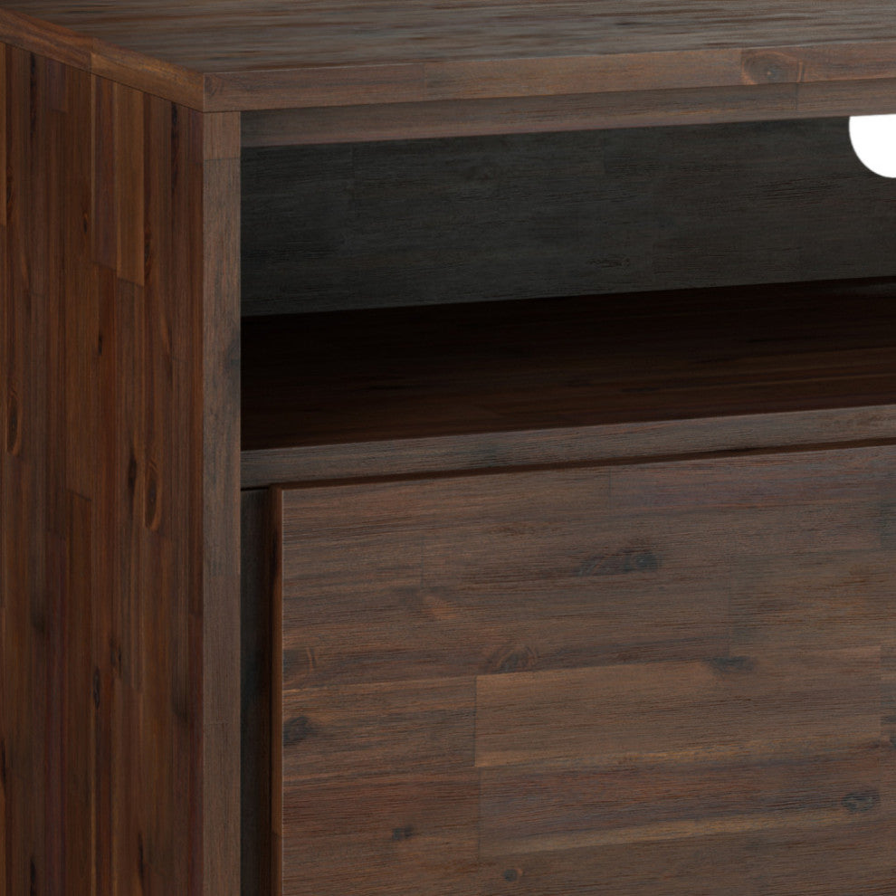 Lowry SOLID ACACIA WOOD TV Media Stand For TVs up to 70 inches, Charcoal Brown