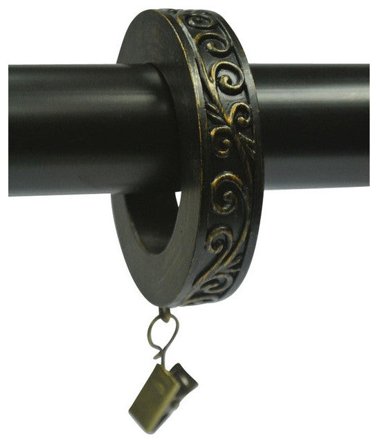 1 3/4" Scroll Designer Curtain Rings, Burnt Gold, Set of 7