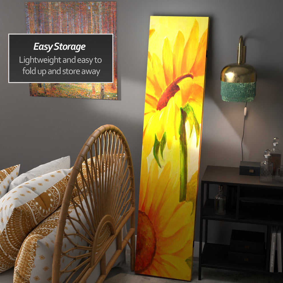 6' Tall Double Sided Poppies and Sunflowers Canvas Room Divider