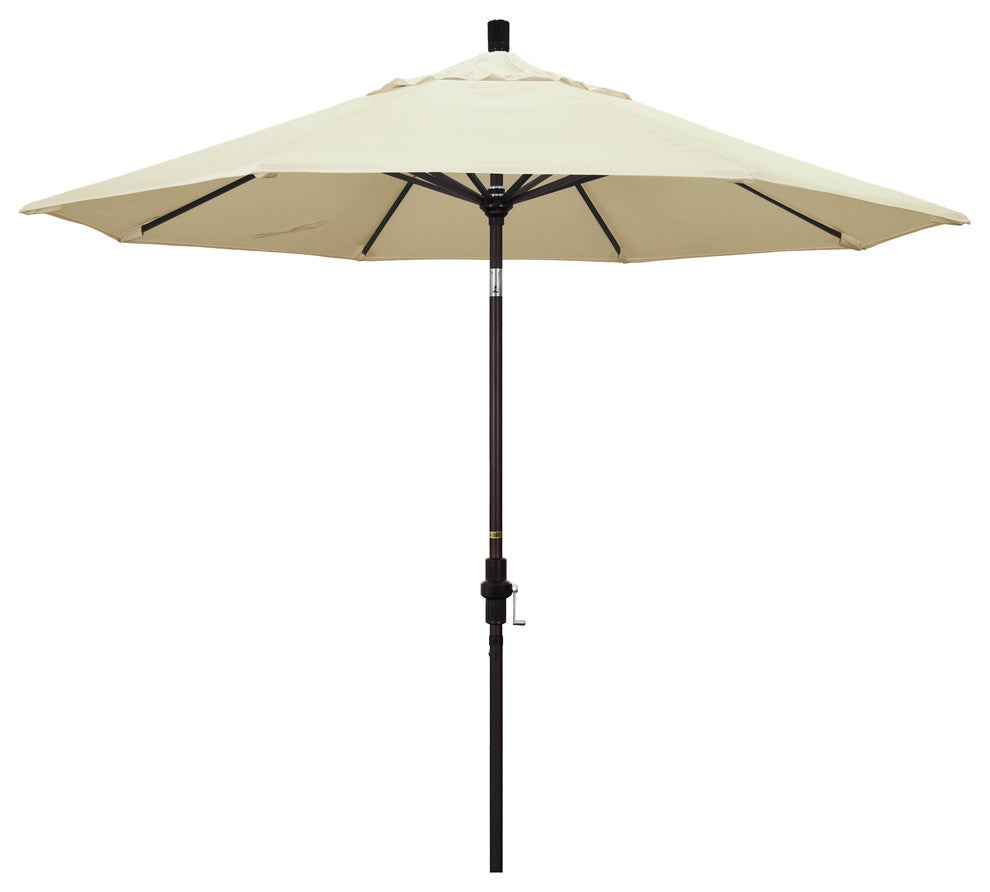 9' Bronze Collar Tilt Crank Aluminum Umbrella, Canvas Pacifica