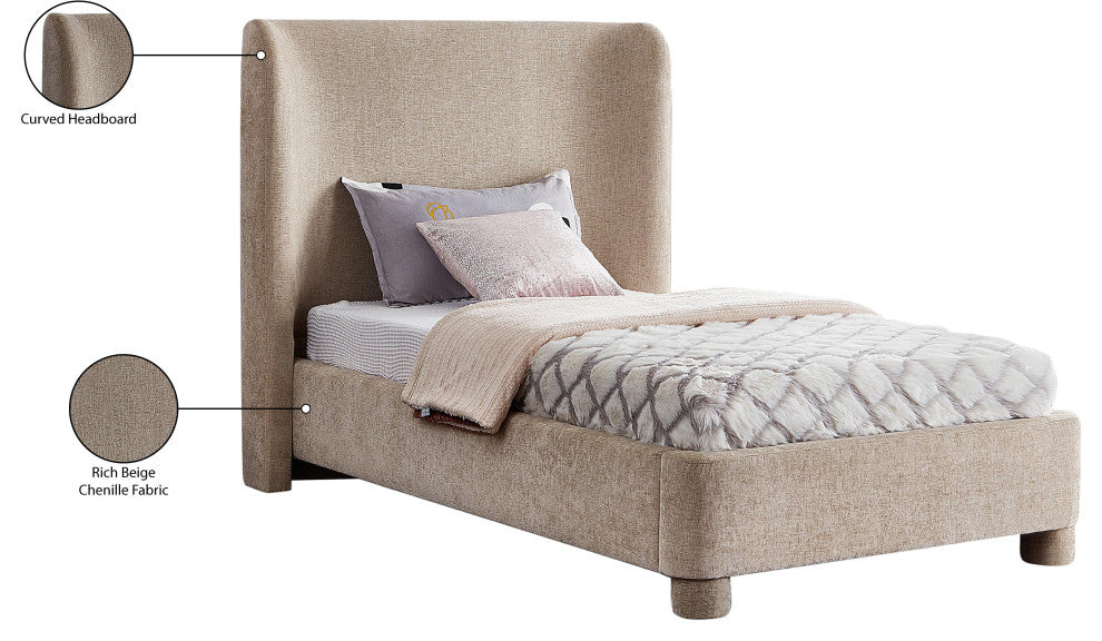 Penny Bed, Beige, Twin, Chenille Fabric