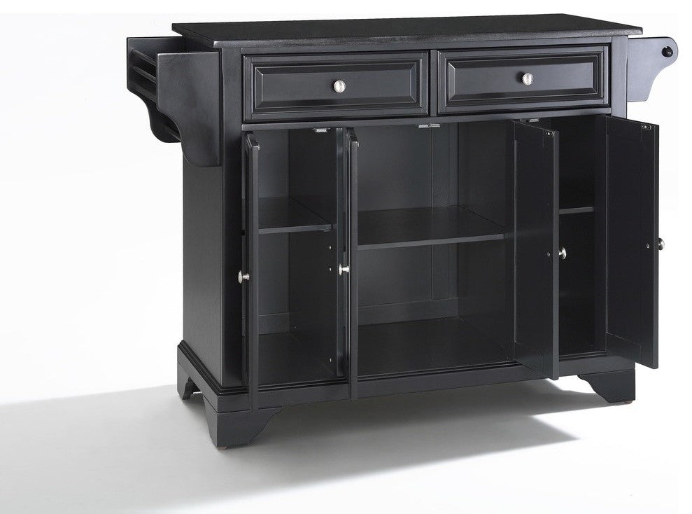 LaFayette Solid Black Granite Top Kitchen Island