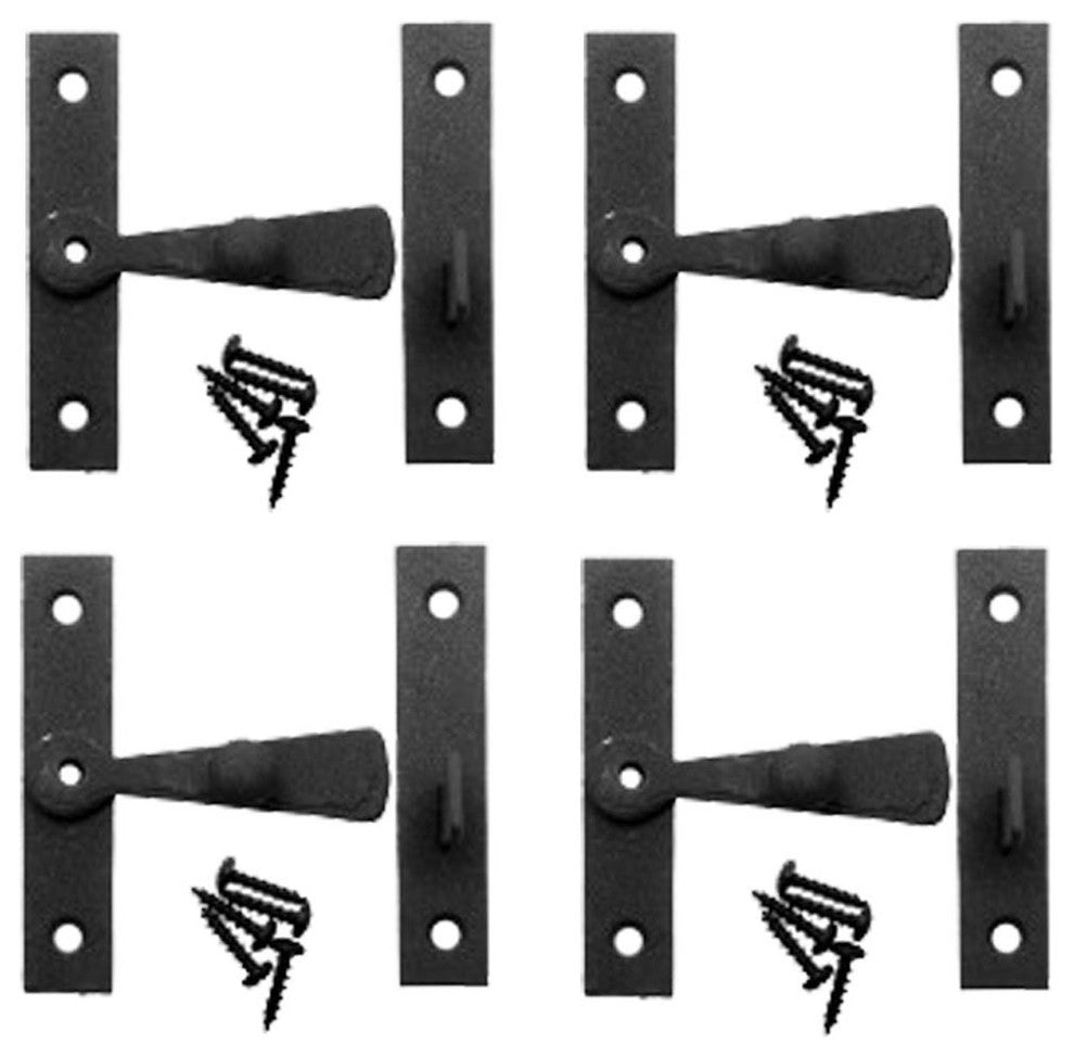 Cabinet Catch Black Wrought Iron .375in Offset 2.5in W Set of 4