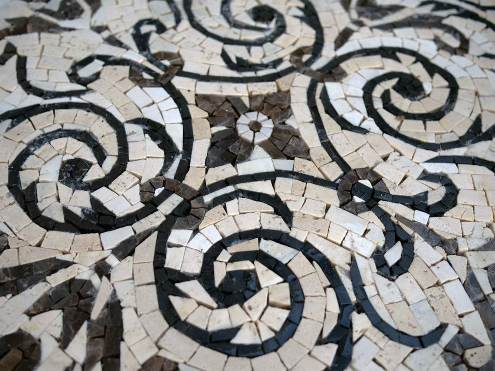 Arabesque Marble Rug Mosaic - Selma, 39"x24"