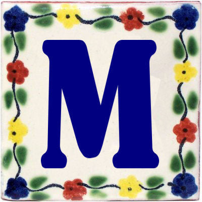 Bouquet Talavera Clay House, Set of 2, Letter M