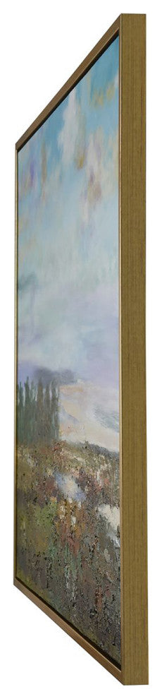Colorful View-Hand Painted On Canvas-50" x 38"-Gold Frame