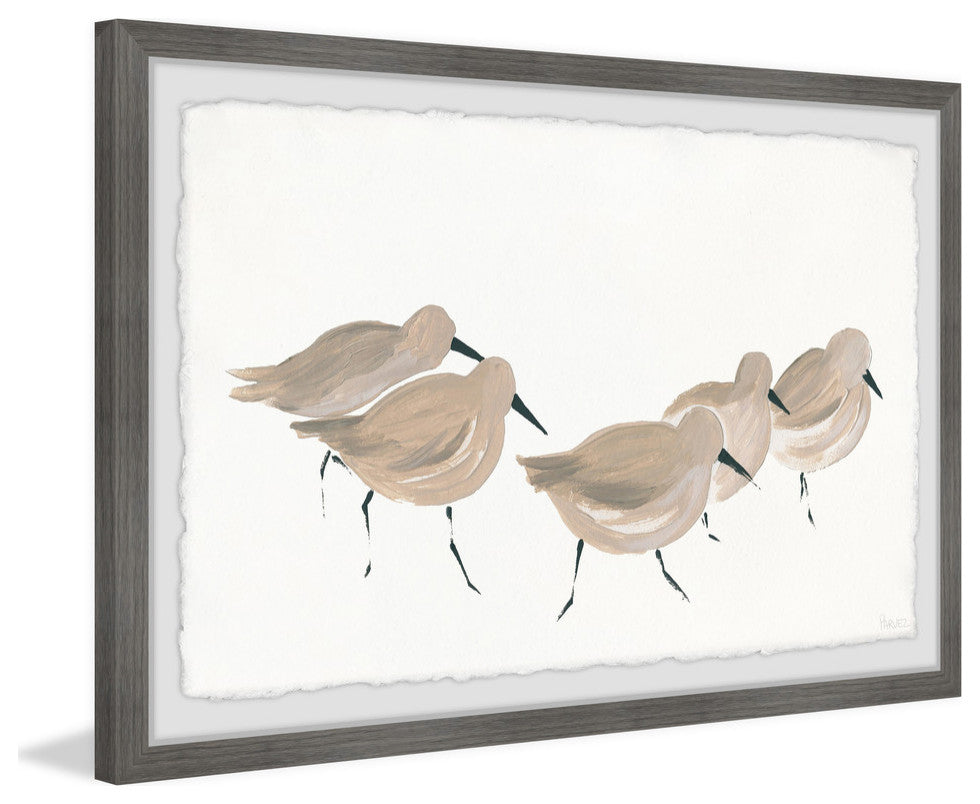 "Little Brown Birds" Framed Painting Print, 18"x12"