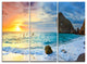 "Vibrant Morning Sea With Yellow Sun" Metal Wall Art, 3 Panels, 36"x28"