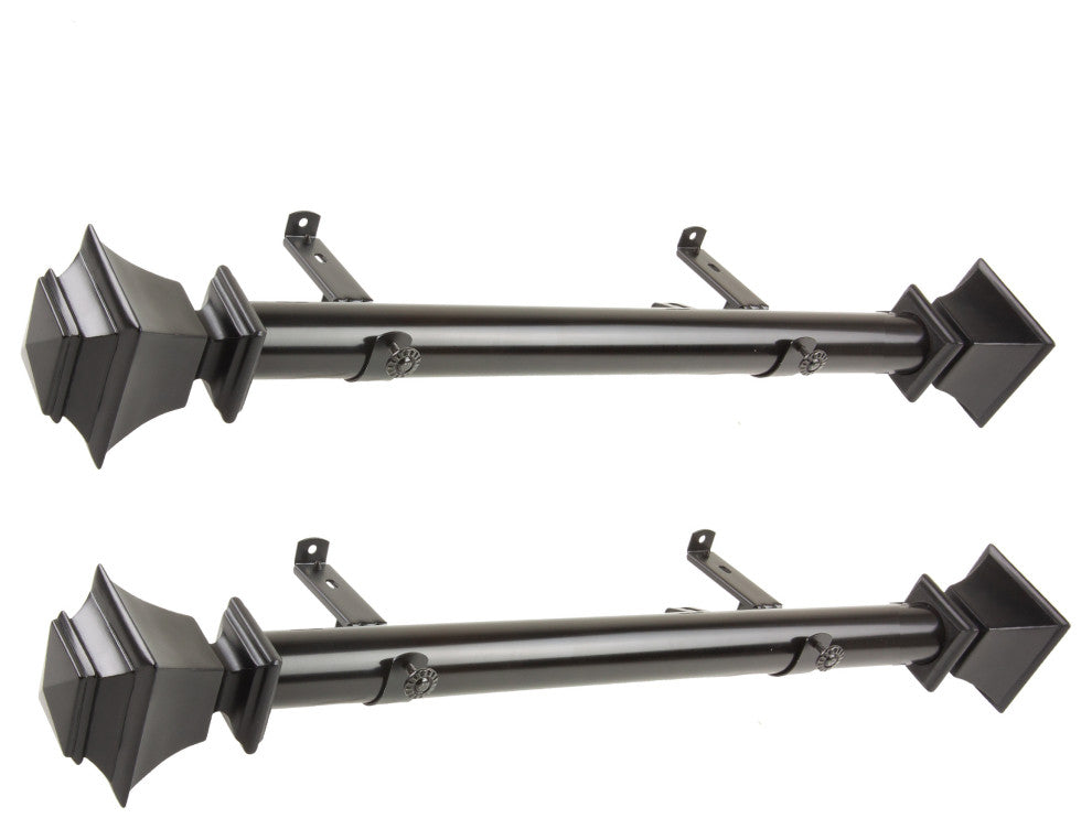 Bach 1.5" dia. Side Curtain Rod 12-20 inch long (Set of 2), Black