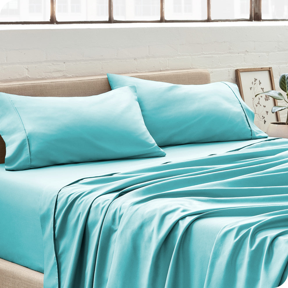 Bare Home Microfiber Pillowcases - Set of 2, Aqua, Standard