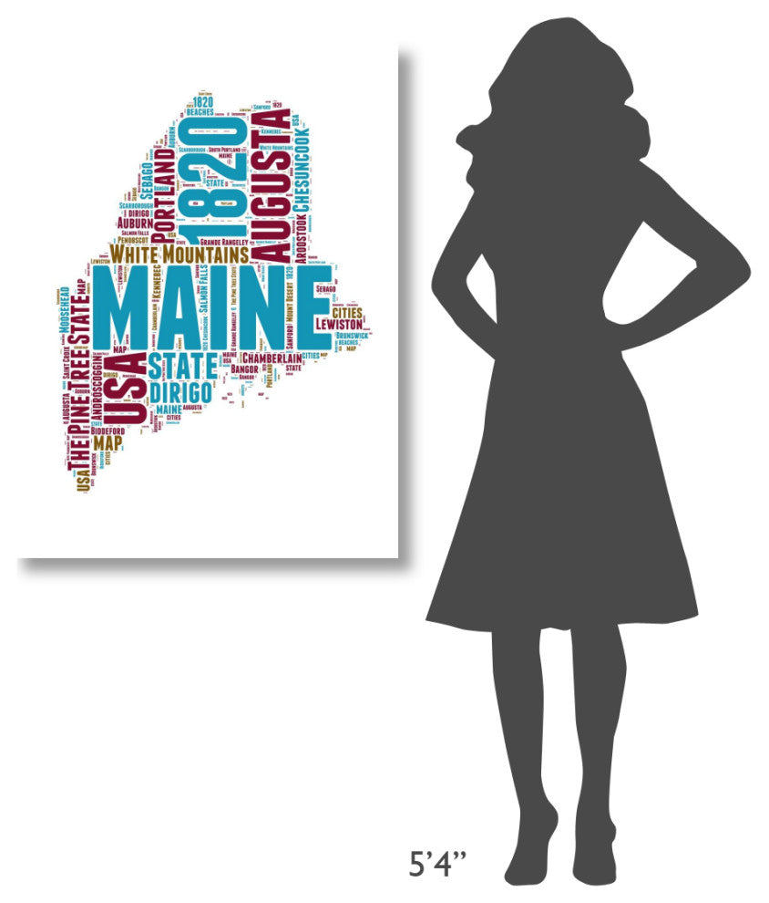 "Maine Word Cloud Map" Fine Art Print
