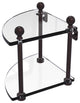 Mambo 2 Tier Corner Glass Shelf, Antique Bronze