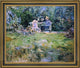 Berthe Morisot a Lesson in the Garden Framed Premium Canvas Print, 20"x25"