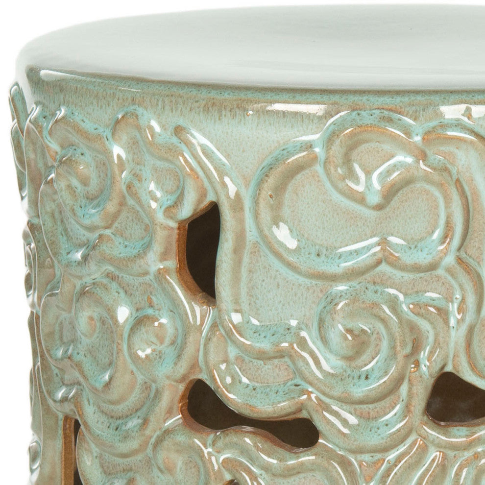 Safavieh Indoor-Outdoor Cloud Garden Stool, Reactive Aqua