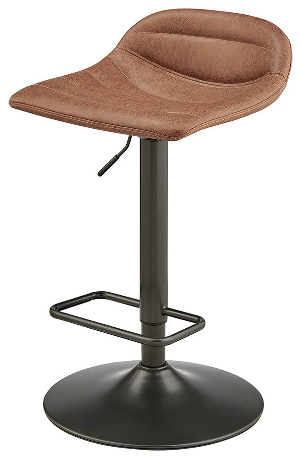 Koa Fabric Gaslift Swivel Bar Stool, Set of 2, Umber Brown, Faux Leather