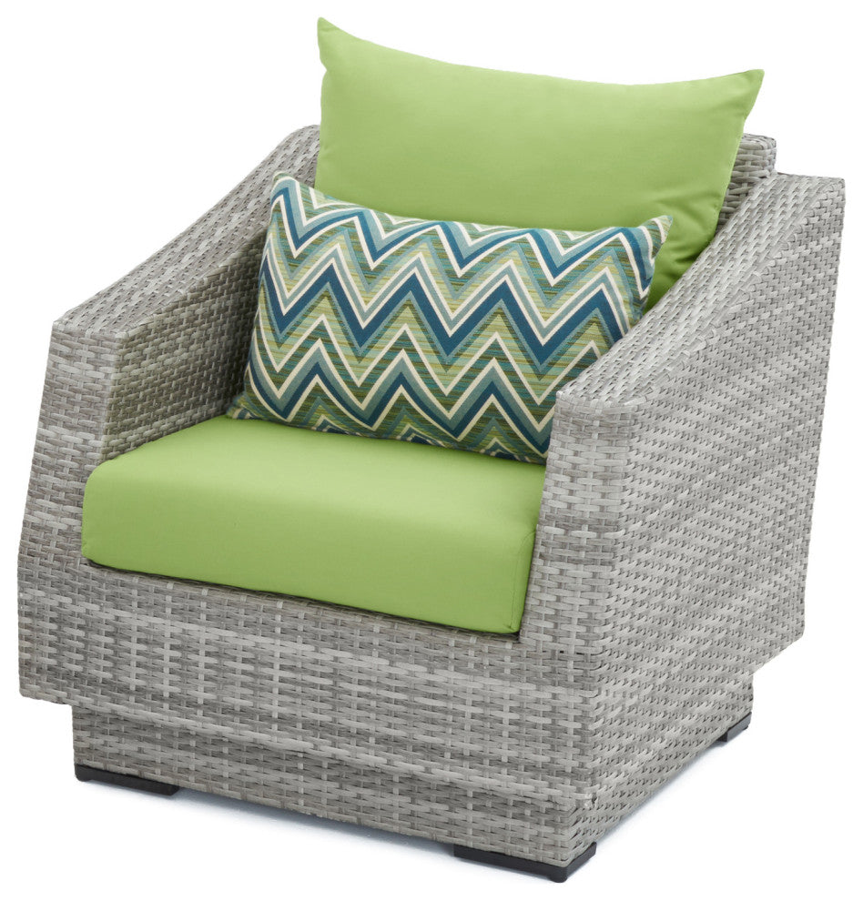 Cannes 6 Piece Sunbrella Outdoor Love and Club Seating Set, Ginkgo Green