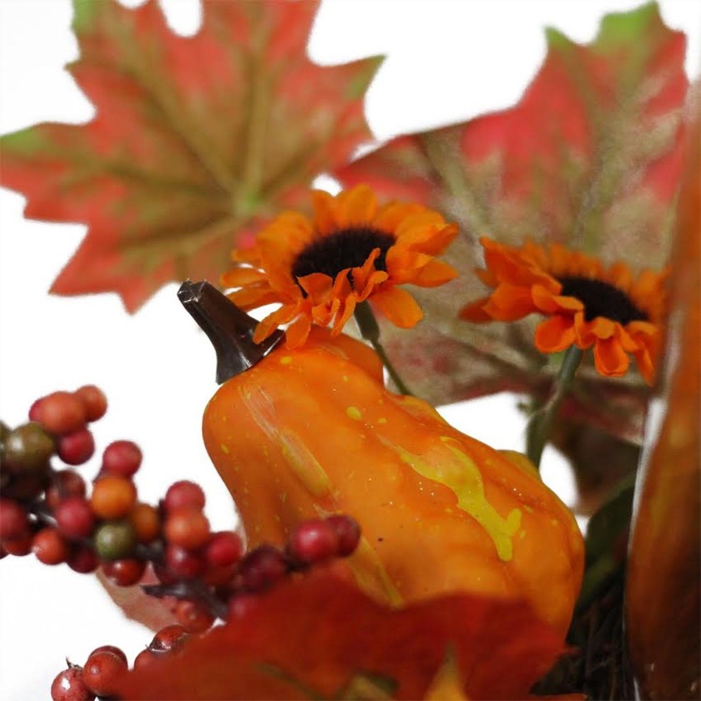 Autumn Harvest Sunflower and PumpkinThanksgiving Hurricane Pillar Candle Holder