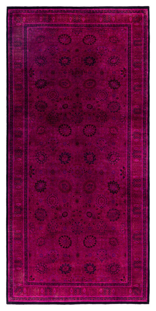 Overdyed One-of-a-Kind Hand-Knotted Area Rug Purple, 6' 3" x 13' 2"