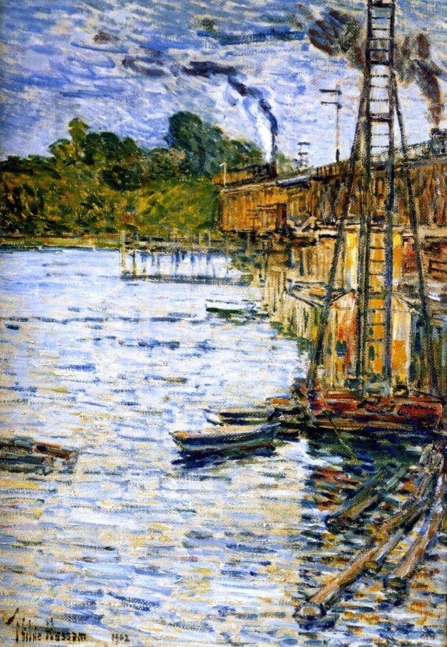 Frederick Childe Hassam A Mill Pond - 18" x 27" Premium Canvas Print