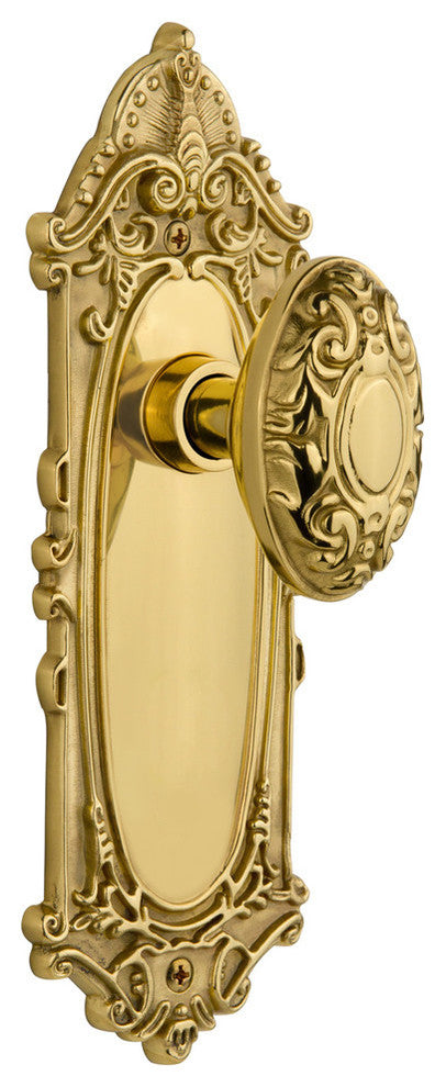 Victorian Plate Passage Victorian Door Knob, Polished Brass