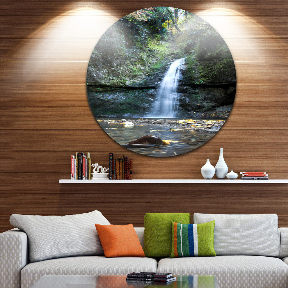 Nanayo Waterfall Japan, Landscape Photo Large Disc Metal Wall Art, 23"