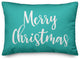 Merry Christmas, Teal 14x20 Lumbar Pillow