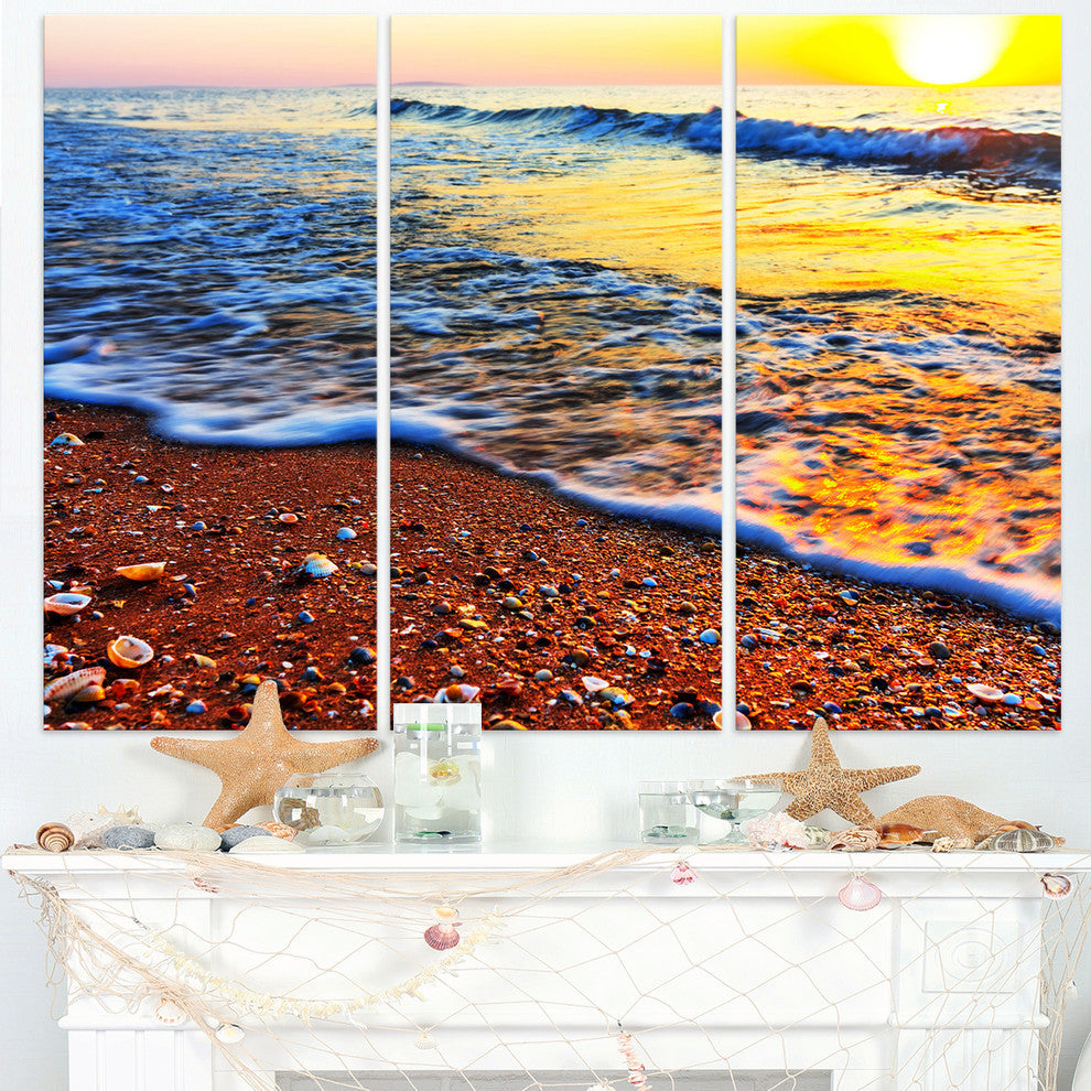 "Sunset Reflecting in Blue Waves" Metal Wall Art, 3 Panels, 36"x28"