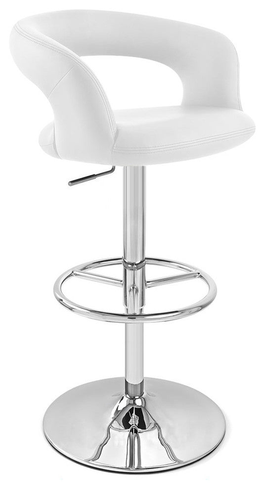 Monza Adjustable Height Swivel Armless Bar Stool, White
