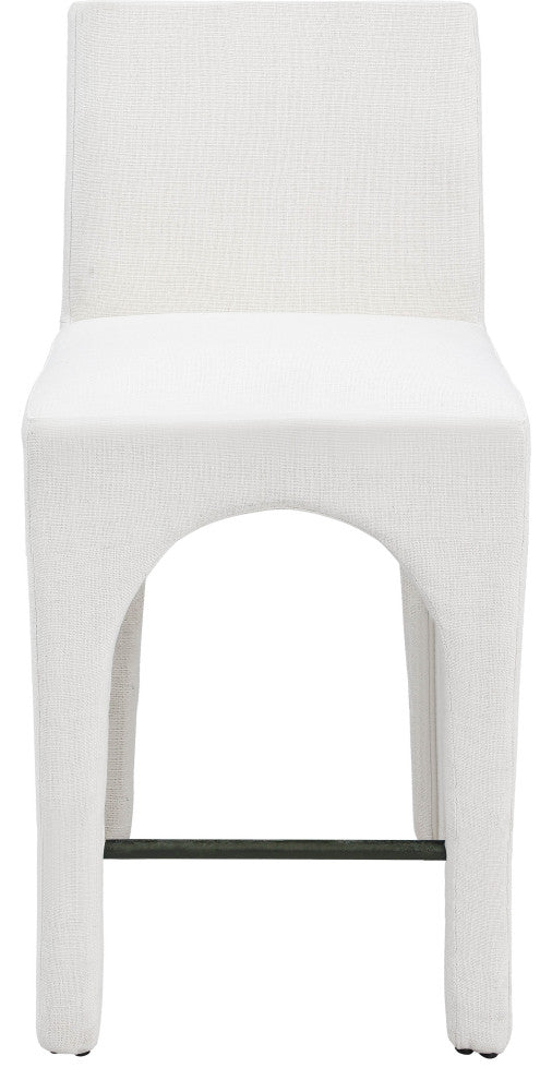 Gramercy Linen Textured Fabric Stool, Cream